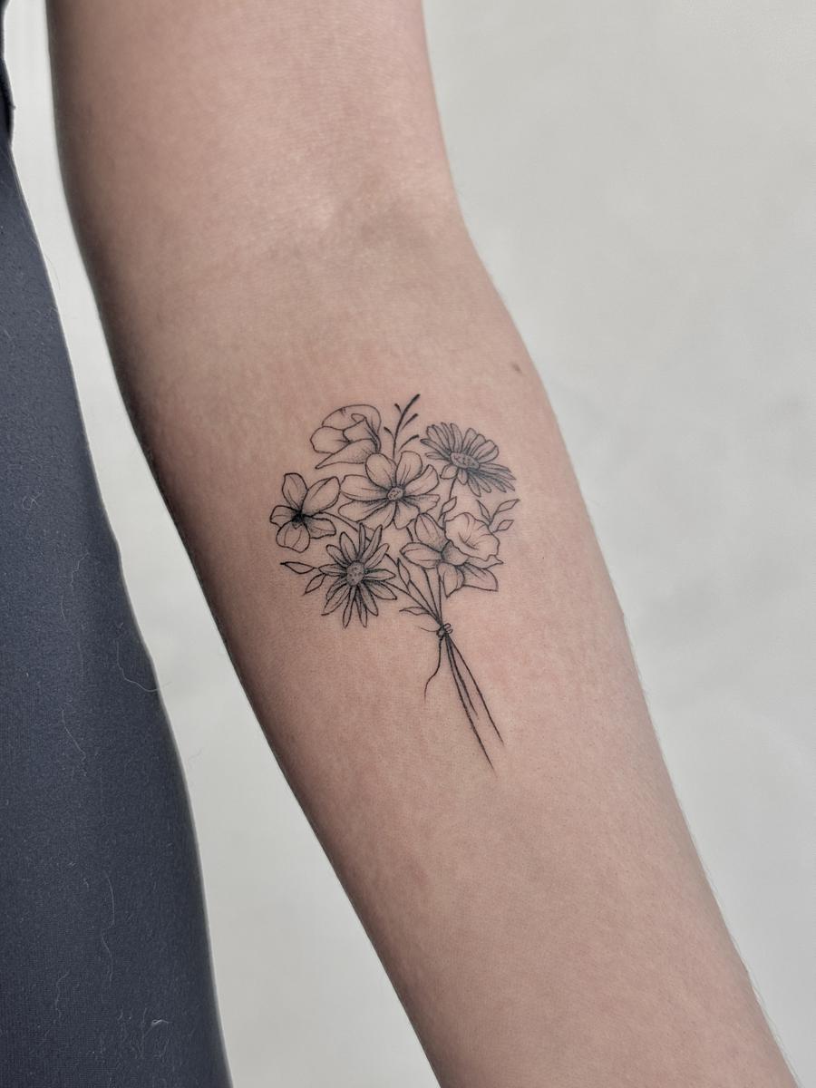 Fine line tattoo work