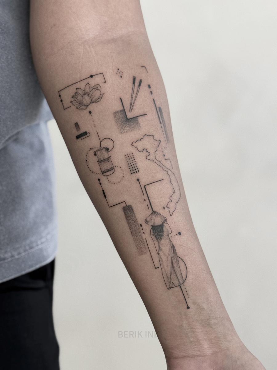 Fine line tattoo work